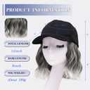 Hat Wigs for Women Baseball Cap with Hair Extensions Short Wave Synthetic baseball Cap Wig for Women Adjustable Hat with Hair Attached for Daily Use(14inch)