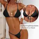 XUNYU Thong Bikini Sets for Women - Brazilian Micro String Bikinis Sexy Two Piece Swimsuit Triangle Top Halter Bathing Suits (Black, S)