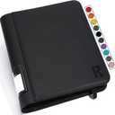 Toploader Binder 4 Pocket Hold 128+Trading Cards in 3" x 4"Top Loaders, Double-Sided Loading 2X2 Pockets Toploaders 35pt-55pt Storage, Ringless Zipper Folder with Tag Design-Black