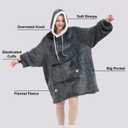 Qeils Wearable Blanket Hoodie for Women, Comfy Sherpa Sweatshirt Blanket as Birthday Christmas Gifts, Oversized Pullover Jacket Blanket Hoodie for Adult (Dark Grey, Adult)