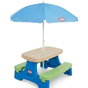 Step2 Naturally Playful Kids Picnic Table with Removeable Umbrella, Indoor/Outdoor Toys, Fits 6 Children, Made of Durable Plastic, For Toddlers 3+ Years Old