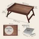 Fibogollo Walnut Wood Bed Tray Table with Folding Legs,Breakfast Trays,Serving Tray for Food and Snack,Laptop Trays for Working
