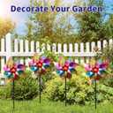 10 Pieces 21 Inches Rainbow Reflective Pinwheels with Stakes Windmill Wind Spinners Outdoor for Yard Garden Lawn Farm Decor Bird Repellent, Large Plastic Foil Pin Wheels for Birds Animal Deterrent