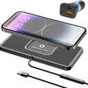 Wireless Car Charger Pad, REESTECQI 15W Wireless Charging Pad for Car Non Slip Phone Car Wireless Charger [40W Car Charger Included] for iPhone 17 16 15 14 13, AirPods 3/Pro 2, Samsung S26/S25/S24