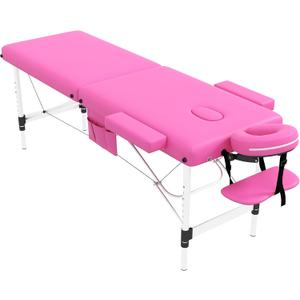 civama Massage Table Massage Bed Portable, 26 LBs Light Weight Foldable Tattoo Facial Care Spa Lash Bed Aluminum Frame with Accessories Carrying Bag, Pink, Onesize