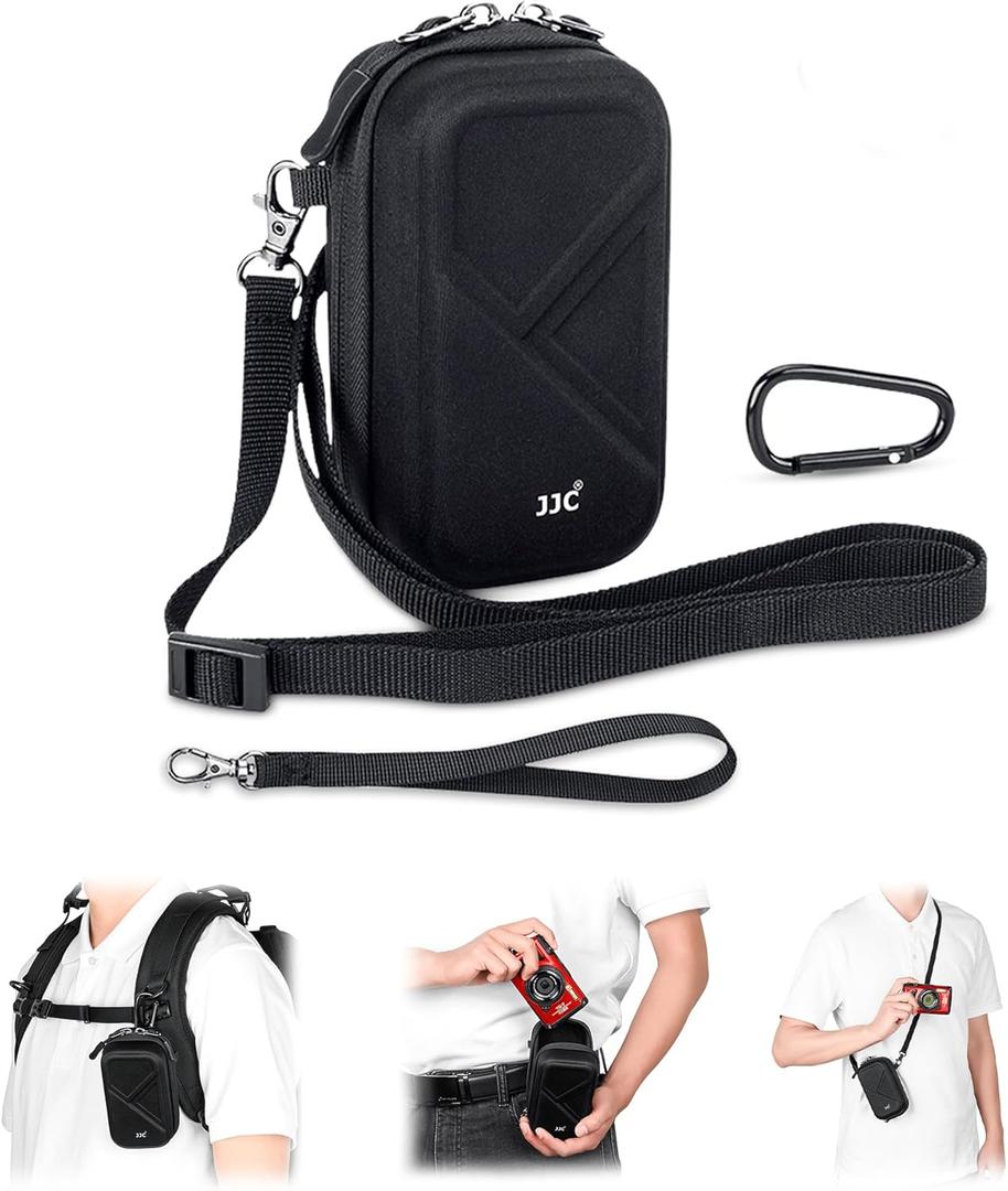 JJC Hard Camera Case Bag for Olympus Tough TG-7 TG-6 TG-5 Ricoh GR III GR IIIx HDF Sony ZV-1 II RX100VII RX100VI Canon G7X & More, Compact Travel Case with Belt Loop, Adjustable Strap & Carabiner