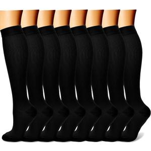 CHARMKING Compression Socks for Women & Men Circulation (8 Pairs) 15-20 mmHg is Best Support for Athletic Running,Cycling (Black, L)