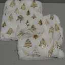 HOMFREEST Gold Christmas Trees Pillow Covers 18x18 Set of 2 White Xmax Soft Faux Fur Throw Pillowcases Winter Holiday Decorative Cushion Cases for Sofa Couch Home Decor