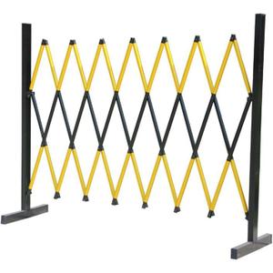 BBGS Yellow Black Expandable Barricade, Iron Security Mobile Parking Barrier, Driveway Fence Retractable Traffic Folding Portable Gate for Outdoor Road Garage Construction(120x400cm)