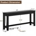 Cyclysio 47" Console Table with 2 AC Outlets & 3 USB Ports, Black
