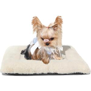 Puppy Bed for Crate 18 Inch for Extra Small Dogs Fit Metal Crates,Ultra Soft Flat Dog Bed Washable & Anti-Slip kennel pads for crates 18 x 12 Inch,Fluffy Comfy Pet Sleeping Mat for Dogs and Cats,Beige