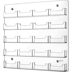 Hillban Acrylic Business Card Holder Wall Mount Office, 20 Pockets
