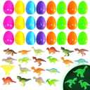 24Pack Easter Eggs with Glow in The Dark Mini Dinosaur Easter Basket Stuffers Party Supplies Outdoot Hunting