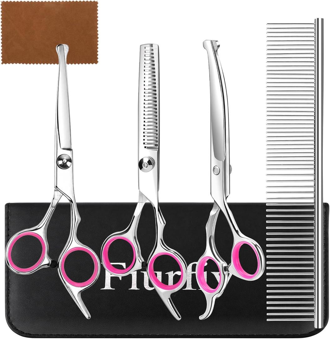 Dog Grooming Scissors Set, Professional Pet Grooming Shears, Pink