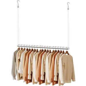 BaiNong Adjustable Closet Hanging Rod Heavy Duty 44'' Silver (Silver, 44 Inch)