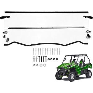 2-IN-1 Folding Windshield Replacement for 2016-2024 Kawasaki Teryx 800 KRF800F/ Teryx4 800 KRT800F 4x4 Windscreen Clear