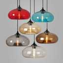 11" Industrial Vintage Colorful Glass Pendant Lighting 1-Light Farmhouse Loft Bar Ceiling Hanging Lamp Kitchen Island Dining Room Bedroom Chandelier (Red)