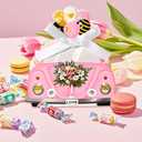 Elegant Pink Wedding Carriage Gable Boxes - Mini Candy Case with Ribbon for Party Favors, Bridal Shower, and Table Decorations
