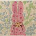 Artoid Mode Rabbit Bunny Bow Flowers Grass Leaves Easter Doormat, Home Decor Low-Profile Switch Rug Door Mat Floor Mat for Indoor Outdoor 17x29 Inch (Pink)