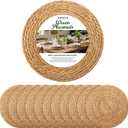 13 in Round Woven Placemats Plate Chargers Set of 12, Boho Farmhouse Rustic Woven Place Mats for Kitchen Dining Party Table Decor, Rattan Wicker Table Mats Jute Braided Chargers for Dinner Plates