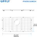 POPFLY 304 Stainless Steel Kitchen Sink Grid Protector, 24-1/4" 13-3/8" Sink Bottom Grate with Rear Drain for Single Bowl Kitchen Sinks, Scratch & Noise Protection, PF602613UWG24
