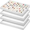 Wenqik 4 Pcs Cardboard Ring Holder with Velvet Lining, 100 Slot Inserts Stackable Ring Display Tray,13.8 x 9.4 x 1.2 inch (White)