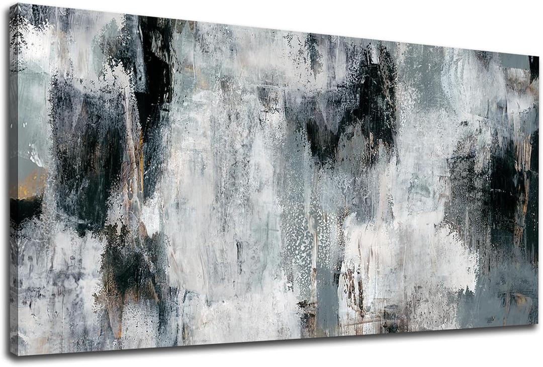 NINEASO Black Gray Abstract Wall Art - Abstract Canvas Pictures for Wall Decor Modern Abstract Canvas Painting Artwork for Living Room Bedroom Home Office Wall Decorations 20" x 40"
