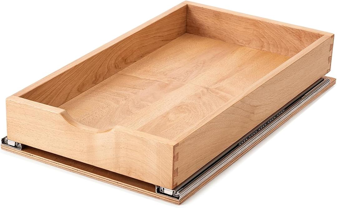 Draworia Pull Out Cabinet Drawers - 6x2 Size Options (12-23'W, 18-21'D), Pre-Assembled with Soft Close Slides, Solid Beechwood, Easy Installation(12'W x 21'D)