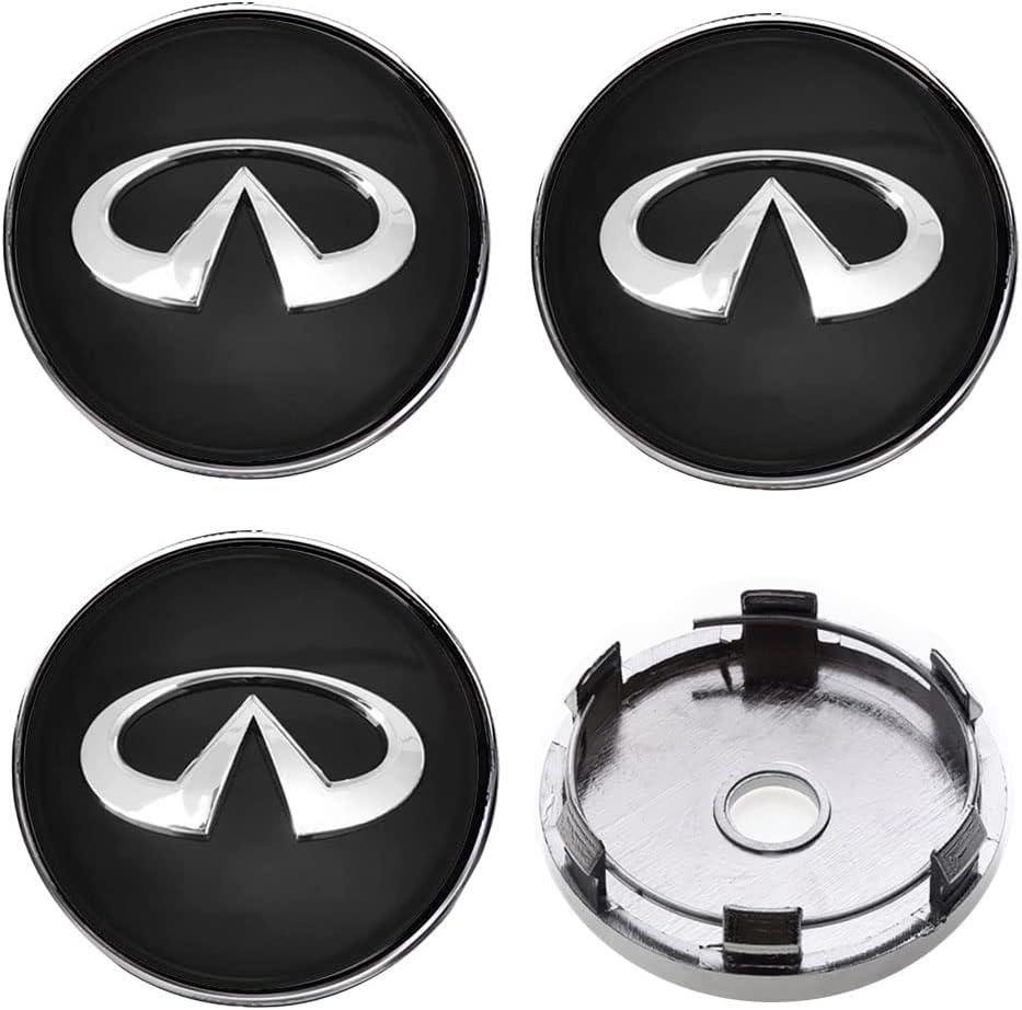4Pack Wheel Center Caps for Infiniti QX50 Q50 Q70 Q70L Q60 QX60 QX80 EX25 EX35, ABS Wheel Rim Hubcaps Hub Cover, 60mm/2.36 Inch (Black)