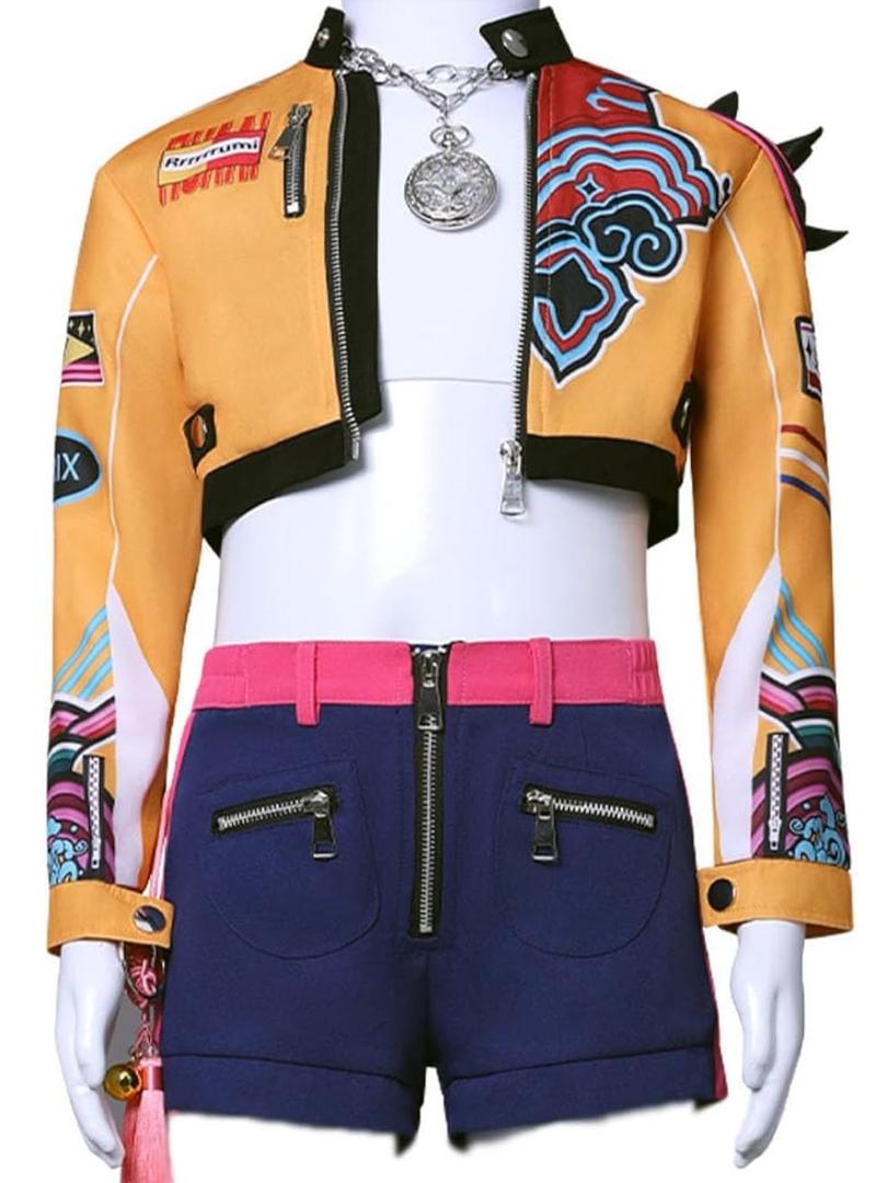 Rumi Cosplay Costume Hunters Zoey Cosplay Jacket Shorts Full Set Mira Halloween Christmas Outfits Size 150 2 PCS