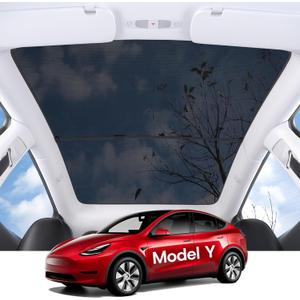Sunshade Sunroof for Tesla Model Y Accessories 2024 [No Sag & No Gap] Top Glass Roof Shade for Tesla Model Y 2025-2020 Foldable and Easy to Store - Mesh