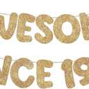 Fulmoon Pre-strung Awesome Since 1985 Banner Glitter Happy 40th Birthday Banner Funny 40th Birthday Decorations 1985 Party Decorations for Men Women Anniversary(Champagne Gold)