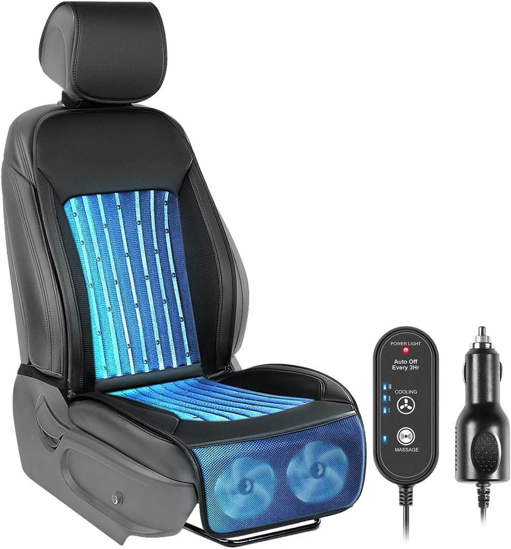 Paffenery 2026 Upgraded Cooling Car Seat Cover Front Seat, 12V-24V Ventilated Cooling Car Seat Cushion, Cooled Seat Cover for Car SUV Truck Universal Fit, Classic Black