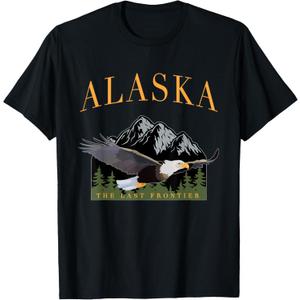 Last Frontier Bald Eagle Alaska T-Shirt, Small, Black 