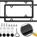 Real Carbon Fiber License Plate Frame, 100% Pure Carbon Fiber Frame, Black License Plate Holder Cover with Screw Caps, Anti-Vibration Pads (Twill 4 Hole)