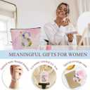 Personalized Gifts Monogrammed Birthday Gifts for Women, New Mom, Grandma Valentine's Day Thank You Christmas, Initial Wine Tumbler Makeup Bag Scented Candle Bracelet Set, (Aesthetic Pink Flower S)