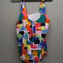 Yonique Womens Blouson Tankini Top No Bottom Loose Fit Swim Top Modest Tank Top (X-Large, Color Block)