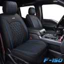 Aierxuan Front Car Seat Covers Custom Fit 2009-2026 Ford F150, 2017-2026 F250 F350 F450 Super Duty Crew Cab Regular Cab Super Cab, Automotive Vehicle Cushion with Waterproof Leather (Black and Blue)
