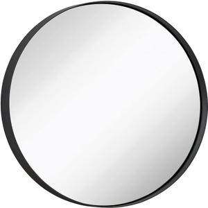 Hamilton Hills 24-Inch Round Vanity Mirror - Oil Rubbed Frame for Bathroom, Bedroom, or Entryway - Modern Circle Wall Accent Mirror Over Sink or Dresser - Bronze (24"L x 24"W)