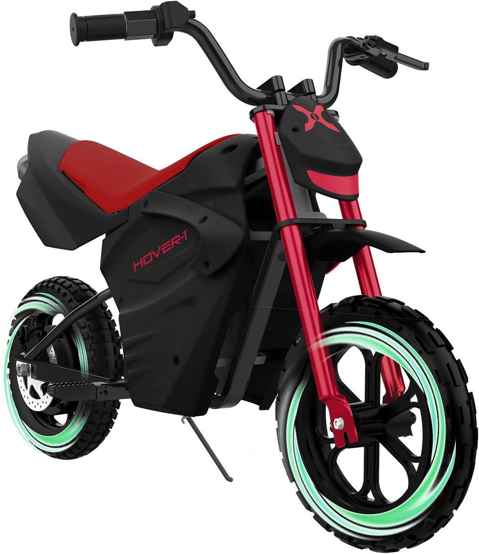 Hover-1 My First Dirt Bike for Kids - 300W Motor, 9MPH Max Speed, 9 Mile Range, 12 Off-Road Tires, 120LB Max Weight, Twist Grip Throttle & Rear Disc Brake Electric Dirt Bike for Kids Ages 5+ Years, Small