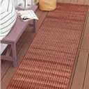 Liora Manne Carmel Indoor/Outdoor Power Loomed Synthetic Blend Low Profile Area Rug - Transitional Stripe Global Colorful (Texture Stripe Chili) (1'11" x 4'11") (1'11" x 4'11" (Runner))