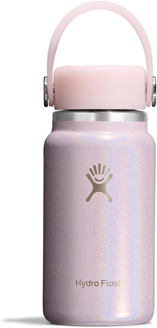 Hydro Flask Micro Bottle - Leak Proof Purse or Pocket Flask - Insulated Mini Water Bottle 6.7 Oz Glimmer Pink