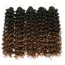 GoGo Curl Crochet hair 18inch Water Wave Crochet hair Ombre Synthetic Bohemian Crochet Braid Deep Wave Braiding hair Extensions (7Packs,1B/4/30)