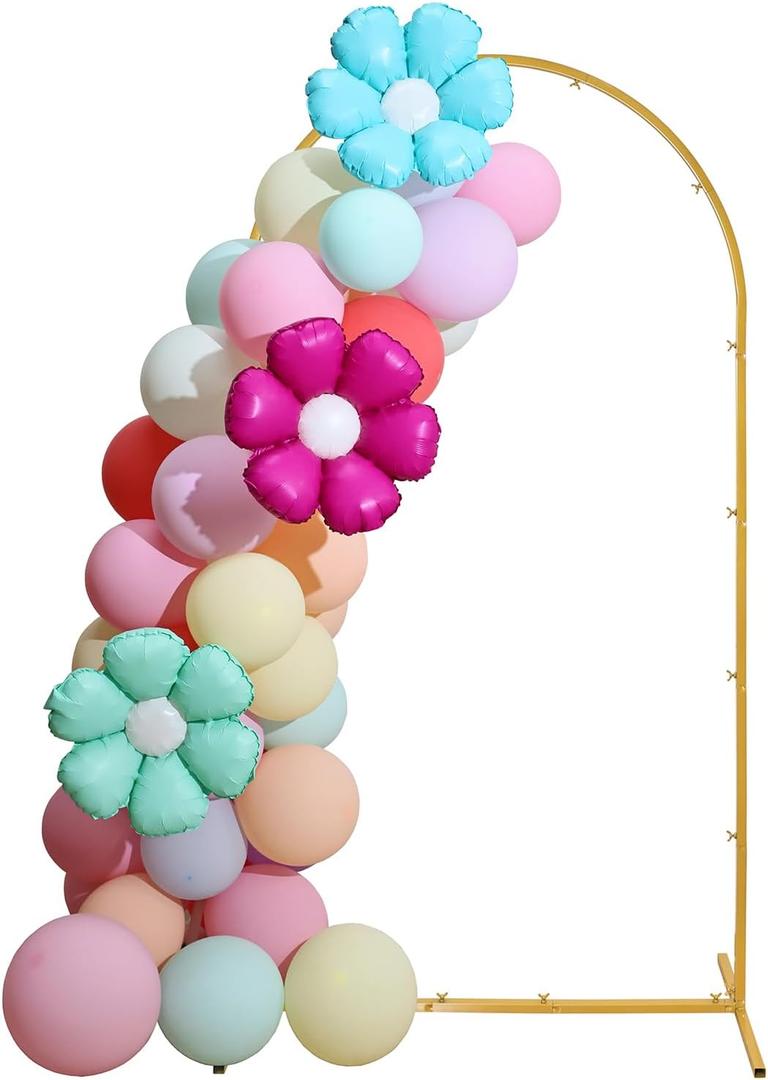 Wedding Arch Backdrop Stand 7.2ft for Party Oval Gold Metal Arches Frame for Bridal Shower Ceremony Birthday Party Background Decoration