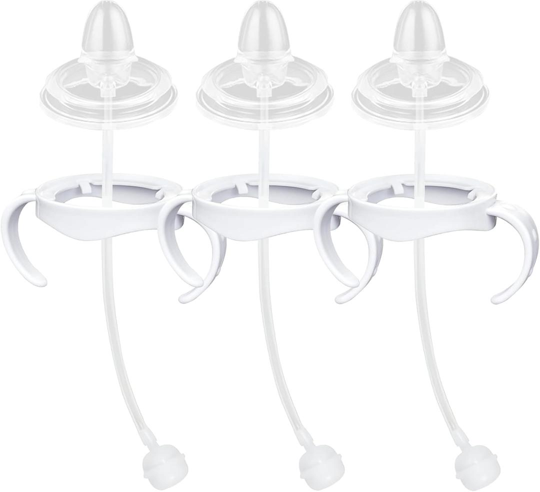 Sippy Cup Conversion Kit Compatible with Philips Avent Natural Baby Bottles, Spout Soft top and Weighted Ball Sippy Cup Transition Kit with Handles, 6m+ Pack of 3
