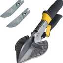 Multi Angle Miter Shears for Angular Cutting, Adjustable 45-135 Degree Trim Cutter for Soft Wood, PVC, Plastic, and Molding - Includes Extra Blades and Safety Lock (Black handle)