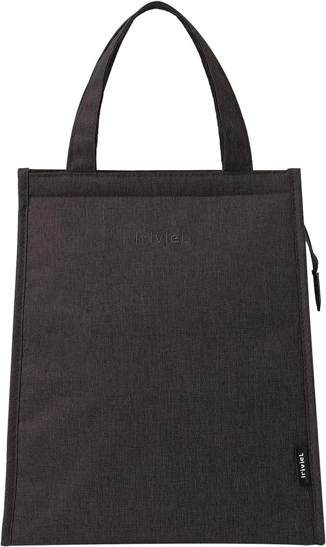 Iriviel Black Lunch Bag for Men - Insulated Safe Material, 10.8"H x 9"L x 5.5"W