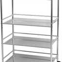 4-Shelf Shelving Units on Wheels Stainless Steel Kitchen Cart Microwave Stand - Bathroom Garage Storage Shelves 24 Inches Wide
