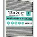 18x20x1 Reusable Air Filter, Washable, Electrostatic HVAC AC Furnace Filter, Merv 8, Lasts a Lifetime, Breathe Safe at Home or in the Office (Actual Size:17.52x19.61x0.82Inch)