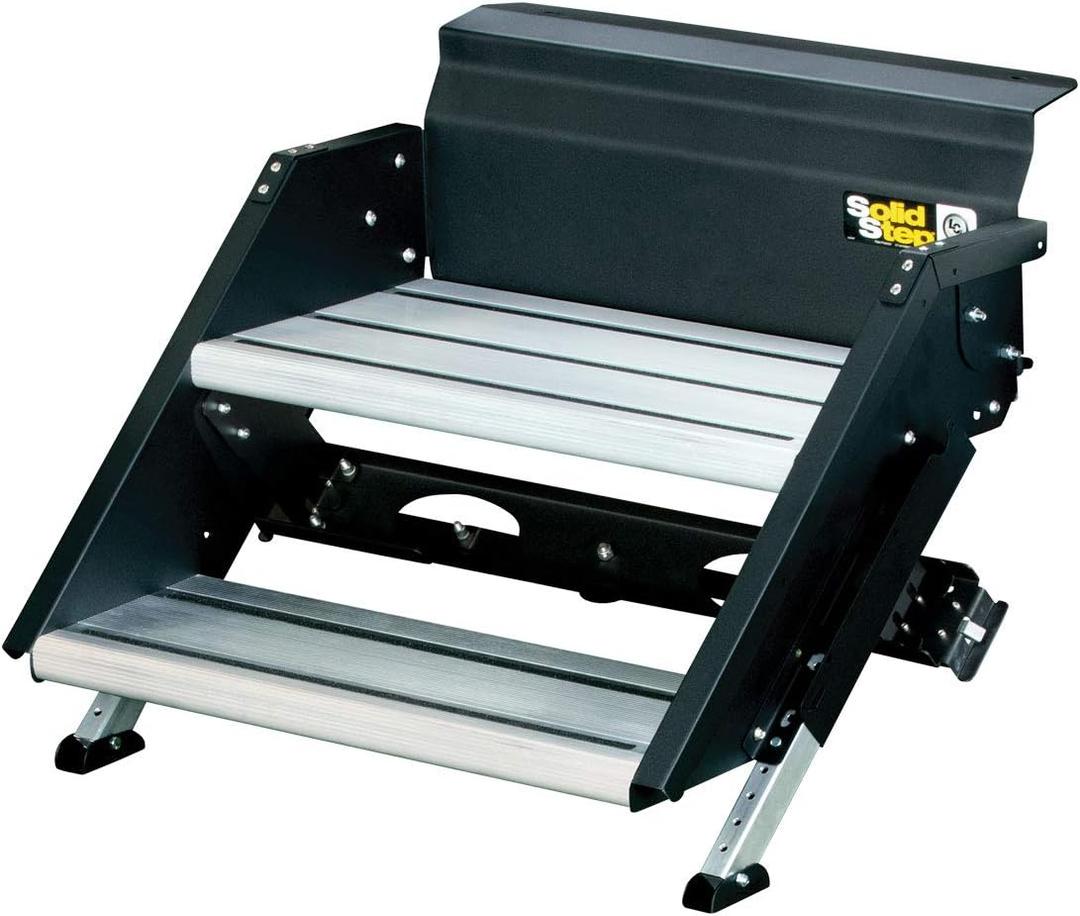 Lippert-733932 Solid Step Double Step for RV and Travel Trailer Entry Doorway , Black, 30-inch